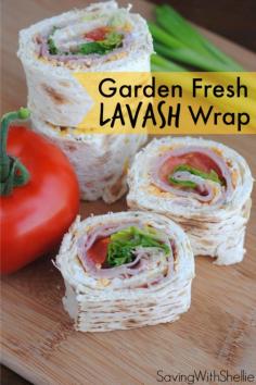 Is your garden ripe for the pickin'. Use the tomatoes, onions and lettuce or other yummy homegrown goodies to make this delicious Lavash Wrap—use Greek yogurt instead of cream cheese.