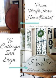 Hometalk :: Headboard Turned Bed and Breakfast Sign - Brilliant idea and beautifully executed.