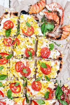 Grilled Lobster and Corn Pizza with Goat Cheese and Fresh Tomatoes