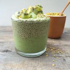 matcha chia pudding parfait recipe serves 2-4   For the matcha chia pudding: 1 ¼ cups unsweetened almond milk, preferably homemade 3 pitted dates or sweetener of choice, to taste (optional) ½ teaspoon pure vanilla extract ½ teaspoon matcha powder ¼ cup chia seeds   For the green smoothie bowl (one suggestion, feel free to use your favorite): 2 cups frozen banana pieces 1 cup chopped kale (stems removed) or spinach leaves ½ teaspoon vanilla extract ¼ – ½ cup unsweetened almond milk or milk of choice (you just want enough to get the blender/Vitamix going – Vitamix will need less) a handful of ice if your almond milk is sweetened You can also add extras to your smoothie like a few pieces of frozen, cooked cauliflower, hempseeds, ½ an avocado - See more at: http://pamelasalzman.com/matcha-chia-pudding-parfait-recipe/#sthash.82BvzNhh.dpuf