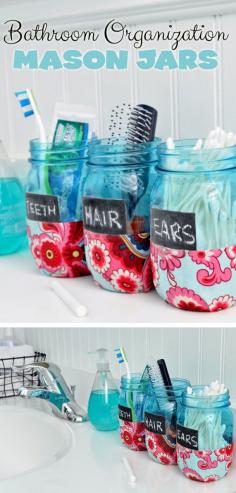 Bathroom Organization Mason Jars DIY | Tween Craft Ideas for The kids' bathroom