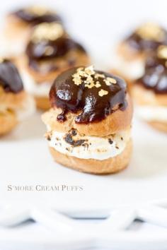 
                    
                        Gold Embellished S'more Cream Puffs | Pizzazzerie.com
                    
                