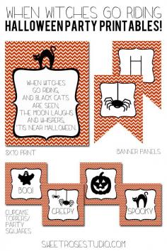 When Witches Go Riding Halloween Party Free Printables from SweetRoseStudio.com