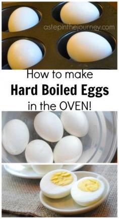 Make hard boiled eggs in the oven. This will really come in handy if you're making a bunch of deviled eggs for a party or before an egg dyeing project with the kids.