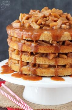 Caramel Apple Layer Cake Brown sugar cake soaked with caramel sauce in cinnamon apples? We can't think of anything better!Get the recipe at Life, Love & Sugar.