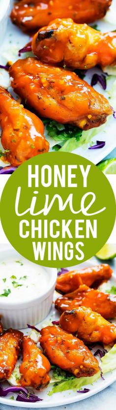 
                    
                        Spicy, sticky Baked Honey Lime Chicken Wings | Creme de la Crumb
                    
                