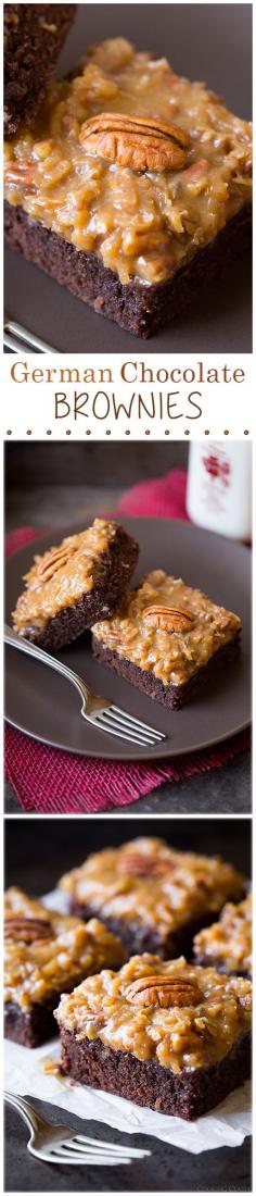 https://www.echopaul.com/ #cakes German Chocolate Brownies - they're even better than the cake, they're just totally irresistible!
