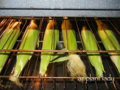 Oven roasted corn on the cob. Simply place the entire corn (husk & hall) in a 350 degree oven for 30 minutes.  The husk will peel off easily and the corn has a great, roasted flavor!