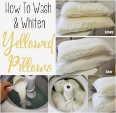 Wash yellowed pillows