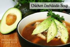 Hott Mama In The City: Chicken Enchilada Soup With Avocados - easy to make and under 200 calories per serving