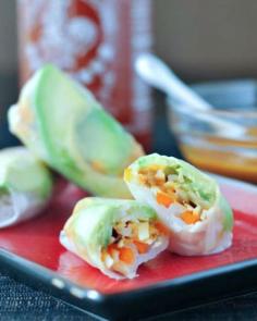 
                    
                        Avocado Shiitake Spring Rolls with Spicy Coconut Almond Sauce spabettie
                    
                