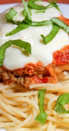 
                        
                            Baked Chicken Parmesan ~ It’s way less greasy, and just as delicious as the pan fried version... it’s quick, easy and crazy good.
                        
                    