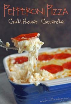 Pepperoni Pizza Cauliflower Casserole (low carb and gluten free)