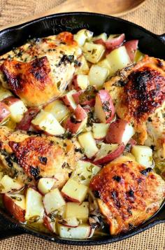 {One-Pot} Balsamic Chicken Thighs & Potatoes - Will Cook For Smiles