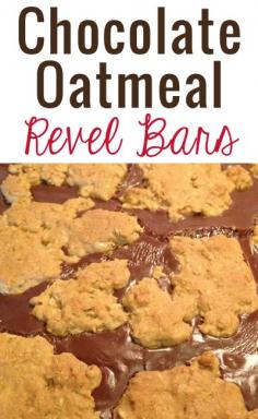 Chocolate Oatmeal Revel Bars Recipe - via My Crazy Good Life