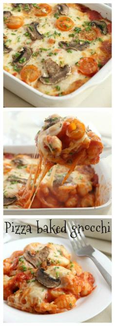 Pizza baked gnocchi - easy to customise with your favourite pizza toppings!