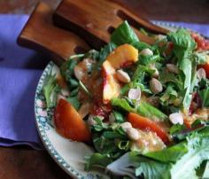 
                    
                        Peach and Almond Salad: fresh, light and a dressing made from the very best of peach season
                    
                