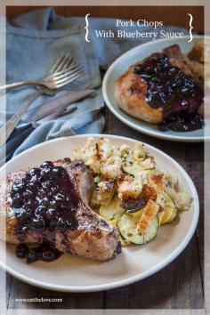 
                    
                        Spiced Rubbed Pork Chops with Maple Blueberry Sauce. Recipe and photo by Irvin Lin of Eat the Love.
                    
                