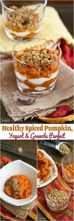 
                    
                        Healthy Spiced Pumpkin, Yogurt and Granola Parfait...254 calories and 7 Weight Watchers PP | cookincanuck.com #breakfast #recipe
                    
                