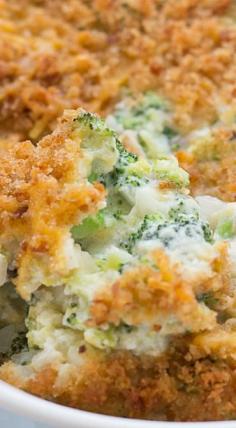 Broccoli Casserole from Scratch ~ Made completely from scratch, this broccoli casserole is filled with fresh broccoli, mushrooms, cheddar cheese, and a homemade cream sauce. A buttery, cheesy breadcrumb topping adds a crispy finishing touch to this classic dish.