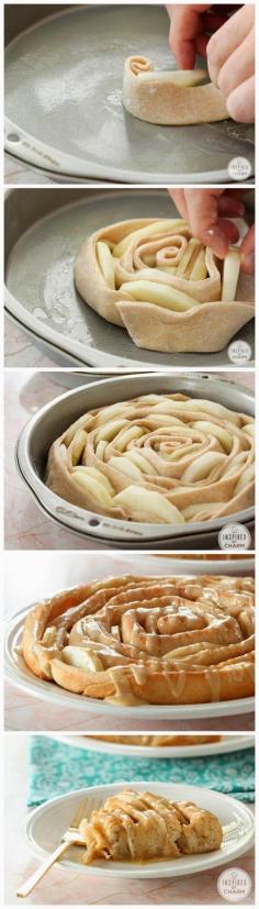 beautiful flower apple pie~ Spiral Apple Bread with Caramel Apple Glaze