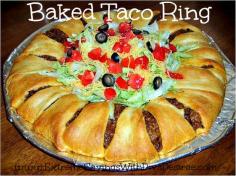 Crescent roll taco bake (taco ring from Pampered Chef)