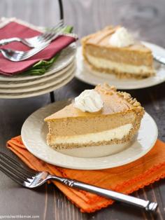 2014 Thanksgiving Layered Pumpkin Cheesecake Pie Recipes - Desserts  #2014 #Thanksgiving #Ice #Cream #Pumpkin #Pie  #Recipes