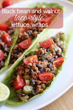 Vegan Black Bean and Walnut Taco-style Lettuce Wraps