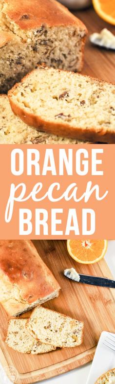 Orange Pecan Bread - A family favorite orange pecan bread with fresh squeezed orange juice, candied orange peels, and chopped pecans that will be sure to become yours too.