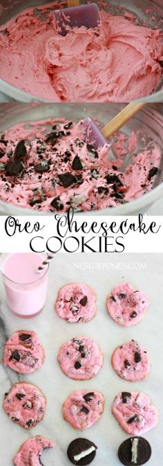 Pink Oreo Cheesecake Cookies #ValentinesDay #Treat