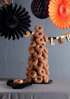 Donut tower for fun Halloween party food