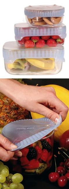 Silicone food cover stretchy and reusable, better than plastic cling wrap