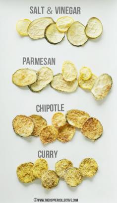Omit the bread crumbs.  And Vinegar is a no-no. Baked Zucchini Chips 4 Ways by thecoppercollective #Snacks #Chips #Zucchini #Healthy