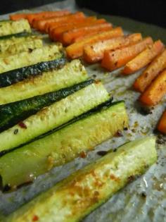 Best way to cook zucchini and carrots. AMAZING! The zucchini is good, but the carrots are out of this world good...they taste like sweet potato fries! [475 degrees / 20 min] It never occurred to me to roast zucchini