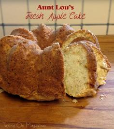 
                    
                        Fresh Apple Cake | www.takingonmagaz... | I'm not sure who she is, but Aunt Lou's Fresh Apple Cake from Taste of Home is tender, moist and absolutely delicious.
                    
                