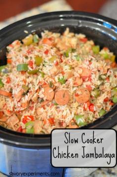 Slow Cooker Chicken Jambalaya Recipe - Savory Experiments #slowcookermeals {Gluten Free if you get the right sausage}