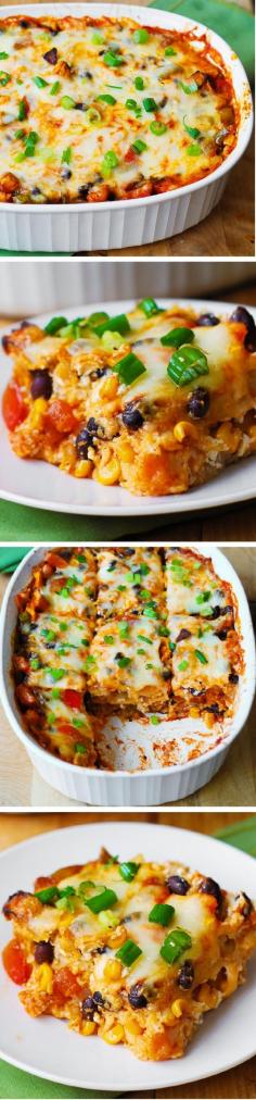 Black Bean and Butternut Squash Enchilada Casserole – a delicious, super easy to make dinner recipe! If you love Mexican food or Southwestern recipes, you’ll love this! Gluten free! #vegetarian #recipes #vgiie #healthy #recipe