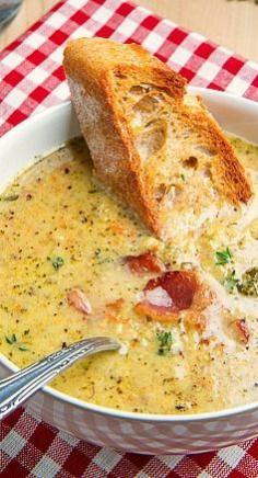 Roasted Broccoli and Cheddar Soup/Great soup. I used vegetable stock and subbed the heavy cream with ff condensed milk. Sprinkled bacon on top. The grainy mustard took it up a notch. Its a keeper and I will make again.  #soup #recipe #easy #lunch #recipes