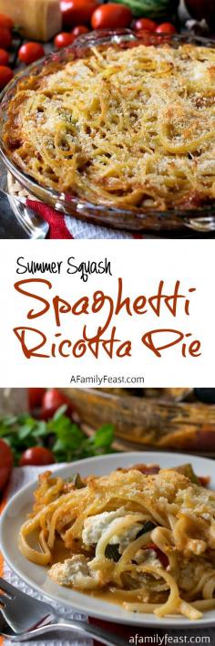 Summer Squash Spaghetti Ricotta Pie - I would spiralize the squash. And add some ground beef or shredded chicken.
