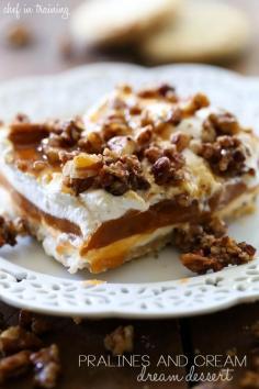 Pralines and Cream Dream Dessert - This dessert is so easy to make and the flavor is amazing! It really is the perfect fall dessert! #dessert #recipes #healthy #delicious #recipe