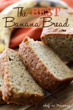 
                        
                            The BEST Banana Bread on chef-in-training... This recipe has been put to the test and really is THE BEST! It is SO delicious! #recipe #bread
                        
                    