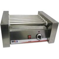 These high quality roller grills are available in 10 20 and 30 hotdog capacities to meet any application. Stainless steel construction removable drip trays and non-stick rollers ensure ease of cleaning. All of these grills feature a high-torque motor and are covered by Benchmark USA's exclusive three-year warranty. 360 degree roller rotation insures evenly cooked hotdogs. Optional sneeze guards and dry bun boxes are available for all three models. Stainless steel construction for easy cleaning and durability. Removable drip tray collects grease for easy clean up. Non-stick stainless steel rollers make cleaning a breeze. Accommodates any size hotdog and many sausages and breakfast links. Front and rear heat controllers (on 20 and 30 dog models) for cooking and holding. Covered by Benchmark USA's exclusive three-year warranty. 360 degree rotation on rollers provides even heating of hotdogs. High torque motor for years of durability. Optional sneeze guards available on all models for self-serve environments. Optional stainless steel dry bun boxes available for all models. Volts: 120. Watts: 420. Amps: 3.5. Dimensions: 16 W x 13 D x 8 H.
