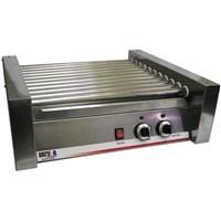 These high quality roller grills are available in 10 20 and 30 hotdog capacities to meet any application. Stainless steel construction removable drip trays and non-stick rollers ensure ease of cleaning. All of these grills feature a high-torque motor and are covered by Benchmark USA's exclusive three-year warranty. 360 degree roller rotation insures evenly cooked hotdogs. Optional sneeze guards and dry bun boxes are available for all three models. Stainless steel construction for easy cleaning and durability. Removable drip tray collects grease for easy clean up. Non-stick stainless steel rollers make cleaning a breeze. Accommodates any size hotdog and many sausages and breakfast links. Front and rear heat controllers (on 20 and 30 dog models) for cooking and holding. Covered by Benchmark USA's exclusive three-year warranty. 360 degree rotation on rollers provides even heating of hotdogs. High torque motor for years of durability. Optional sneeze guards available on all models for self-serve environments. Optional stainless steel dry bun boxes available for all models. Volts: 120. Watts: 1100. Amps: 9.2. Dimensions: 22 W x 20 D x 8 H.