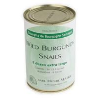 Wild Burgundy Snails, a timeless French delicacy, are finally available to gourmands in the United States. Their manufacturer, Henri Maire, has been satisfying the most discriminating palates in France since 1938. Served in the world's finest French restaurants, these are the escargot reserved for dignitaries, movie stars, and the like. As with all gastronomic delicacies, escargots exhibit varying levels of quality. Henri Marie's snails maintain an unwavering reputation for incomparable products. Their formula is quite simple. They begin with authentic Burgundy snails (HElix Pomatia Linne), found only in the wild in southeastern France. They are then hand-sorted by size, washed, and cooked in an aromatic bouillon according to the same ancestral standards used in 1894. There are 116 types of edible snails, and the Helix Pomatia Linne is the unanimously proclaimed champion in terms of flavor and texture. Nicknamed the "Land Lobster", it exhibits a similar texture to lobster, with an earthier flavor. These escargots are 100% natural, low-carb (Atkin's friendly), and have very high nutritive levels. This tin of "Extra Large" escargot contains 36 snails. They are the perfect size for serving as an hors d'oeuvre. These are our largest wild Escargot and the best choice for stuffing in shells.