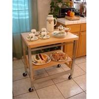 A favorite of caterers, hotels, and restaurants, the Flip & Fold Cart is great for use around the home as well. It's clever design makes it space efficient and easy to use. Simply open the frame and flip the top over to add instant counter space. The Flip & Fold Cart is great all over the home whether it's sorting laundry, holding all the birthday presents, cooking, or crafting. When finished preparing a meal, just roll your food to the dining room, lock the wheels, and serve. Features Comes fully assembled Patented precision-hinge folding mechanism Folds to only 5 in. thick Adds 8.08 ft.2 work surface. Stainless steel frame and solid hardwood shelf. Laminate wood island top with hardwood trim. Four locking castors. Made in China Color - Natural Specifications Top dimension - 20 in. L x 30 in. W x 36 in. H Shelves - 27 in. L x 20 in. W Distance From Shelf to Top - 18.9 in.Net Weight - 41 lbs. Gross Weight - 54 lbs. Carton Size - 39 in. L x 33 in. W x 6.5 in. D Note Must lean against a wall or surface when folded. Do not leave outdoors. Bring indoors after outdoor use. Tabletop not intended for use as a cutting board.