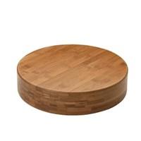 MIU France 12-inch x 2.5-inch round end flat grain bamboo chopping board item # 90032. This thick 2.5-inch board is sturdy and will not warp over time. The beautiful bamboo is elegant enough to keep on the countertop when not in use. It can be used to chop vegetables meat and poultry. Ideal for home or restaurant use. This item should not be put in the dishwasher. It should be hand washed with warm soapy water and dried immediately. To keep prevent the board from drying or cracking occasionally restore with mineral oil. This also makes a great gift item for new cooks. Bamboo is an excellent alternative to wood. It is equally as beautiful and sturdy without the high cost of harvesting. Bamboo is a natural resource which is used for a variety of purposes such as nourishment medicine construction and soil preservation. Unlike wood bamboo is very quick to grow and harvest. This makes bamboo a much more ecologically friendly and superior choice over wood which can take years or decades to mature and harvest. Moso which is the type of bamboo most frequently used to make kitchen accessories is not used as a food source for Pandas. This means that there are no damaging environmental effects to harvesting this type of bamboo.