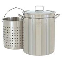 62-QT. Stainless Steel Steam-Boil-Fry - 1160 Bayou Classic's stainless steel stock pots are the better brand of stainless steel stock pots. When compared to other brands, the difference is in the stainless steel grade and gauge. All Bayou Classic stainless steel are made of commercial quality 18/8 gauge stainless steel. The grade is one of the highest (304). These stainless steel stock pots are perfect for cooking indoors or outdoors. Our 24 quart, 44 quart and 62 quart stainless steel stock pots are steaming and boiling stock pots. There is a rim a few inches from the top of the pot which holds the basket up off the bottom for easy steaming of vegetables, lobsters and other foods. The 82 quart through the 122 quart stainless steel stock pots are designed with restaurants and commercial food applications in mind. Features & Benefits: Stainless Steel Stockpot 15.25"d x 18.75"h 0.8mm/20 gauge 2 Perforated Steam-Boil Basket Vented Lid Basket sits 3" above bottom for steaming