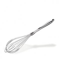 This original stainless tool was designed to complement manufacturer's cookware. The whisk features a large balloon shape that is ideal for aerating egg whites and mayonnaise. Features: -All Professional Tools collection-Highly polished, 18/10 stainl.