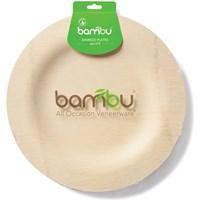 The Bambu Pack of 8 9" Round Plates is made from 100% certified organic bamboo that is sustainably harvested and chemical, pesticide, bleach and dye free. Bambu All Occasion Veneerware is the original eco friendly disposable tableware that is the perfect way to dress up casual get togethers, barbeques and birthday parties. This set of 8 9" Round Plates is compost approved and perfect for service of lunch or dinner. Measures 9" l x 9" w x 1/2" h.
