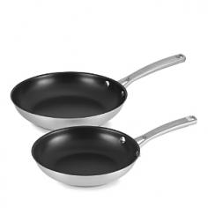Add style and functionality to your kitchen with the Calphalon Stainless Steel 2-Piece Nonstick Fry Pan Set. It is made from stainless steel that makes it reliable and sturdy. This set includes two pans. Their double-riveted handle allows you to conve.